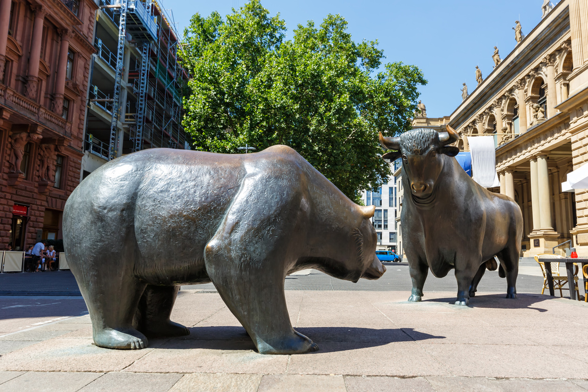 Bull and Bear at Frankfurt Stock Exchange in Germany
