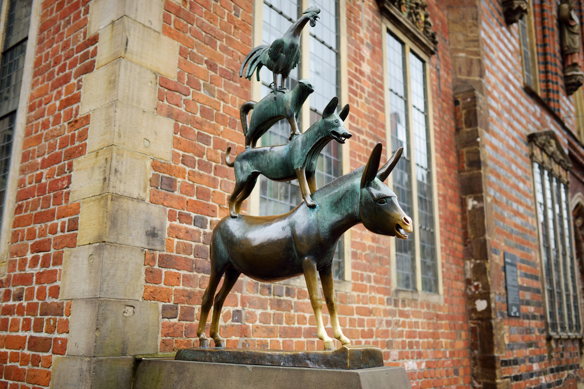 Famous Statue in the Center of Bremen, Known as the Bremen Town Musicians