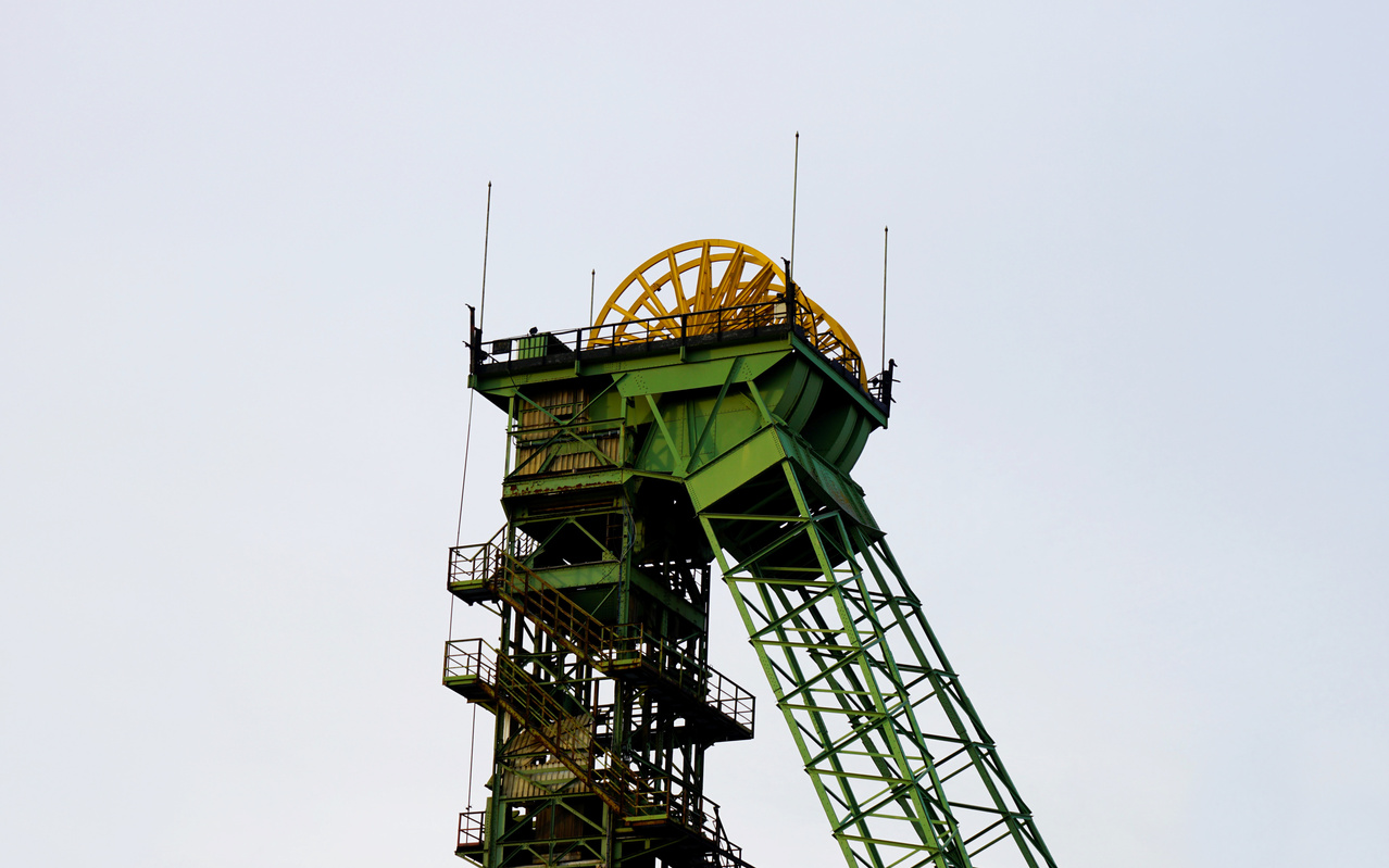 Colliery Westphalia in Ahlen, North Rhine-Westphalia. Headframe of a mine