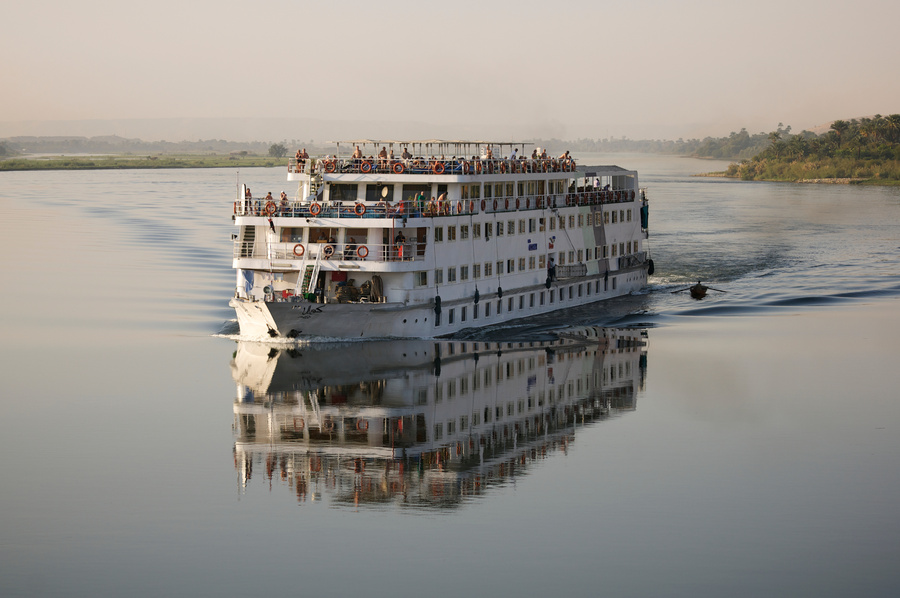 Egyptian Cruise Ship Floats Up Calm Nile River