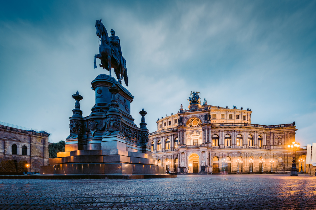 Dresden Semperoper at Twilight in Saxony, Germany